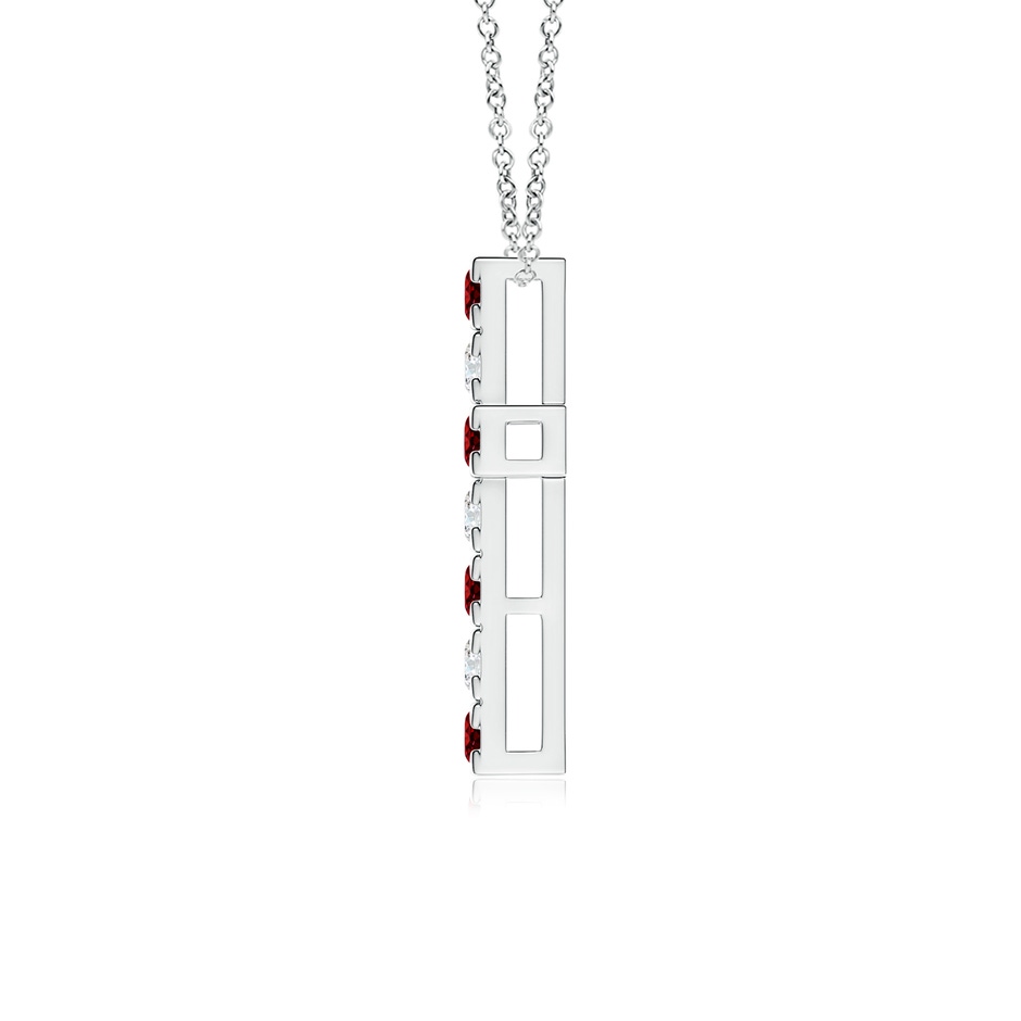 2.5mm AAAA Flat Prong-Set Ruby and Diamond Cross Pendant in White Gold side 199