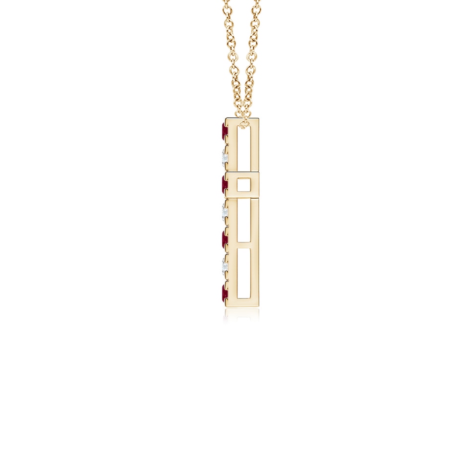 2mm A Flat Prong-Set Ruby and Diamond Cross Pendant in Yellow Gold side 199
