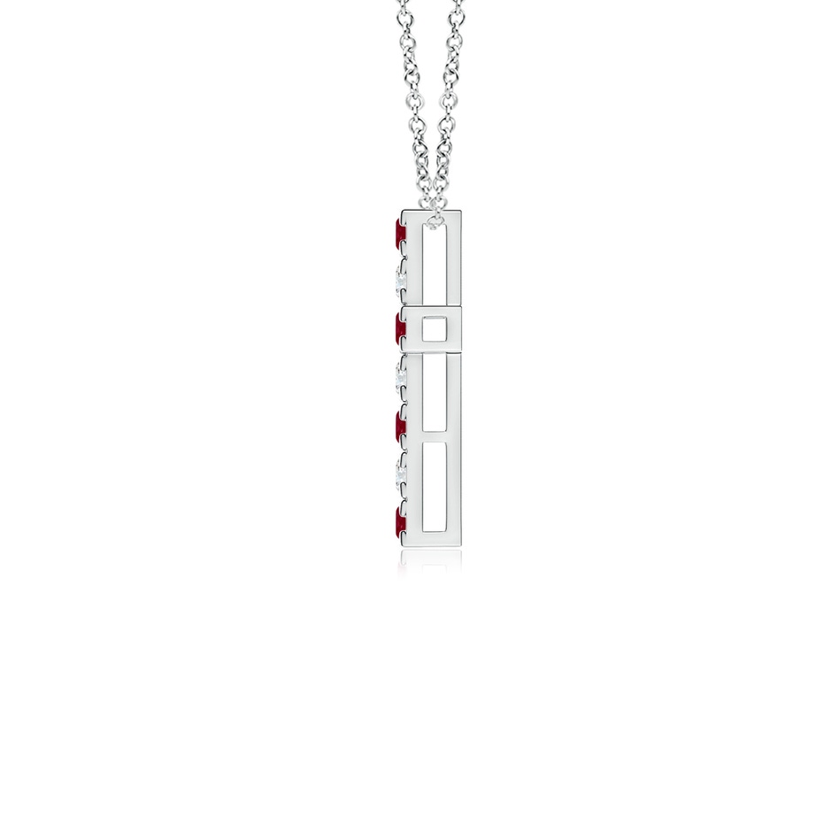 2mm AA Flat Prong-Set Ruby and Diamond Cross Pendant in White Gold side 199