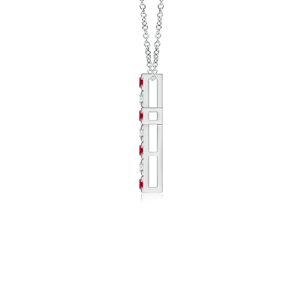 2mm AAA Flat Prong-Set Ruby and Diamond Cross Pendant in White Gold side 199