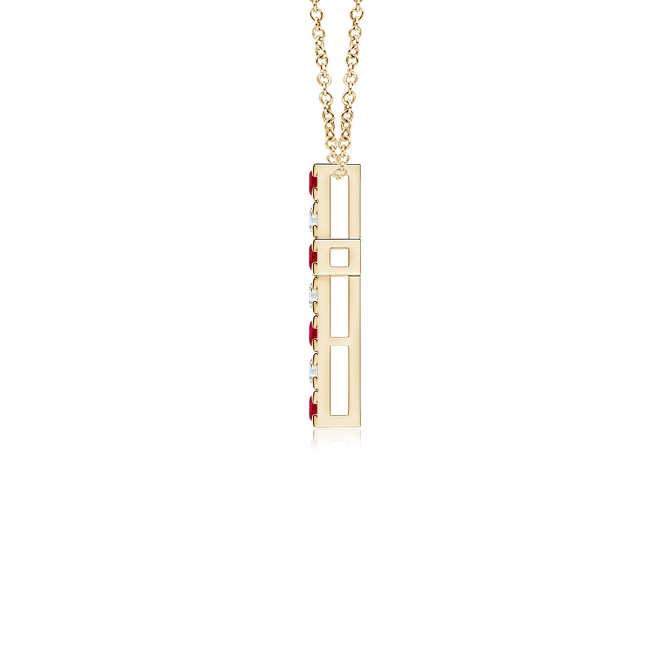 2mm AAA Flat Prong-Set Ruby and Diamond Cross Pendant in Yellow Gold side 199