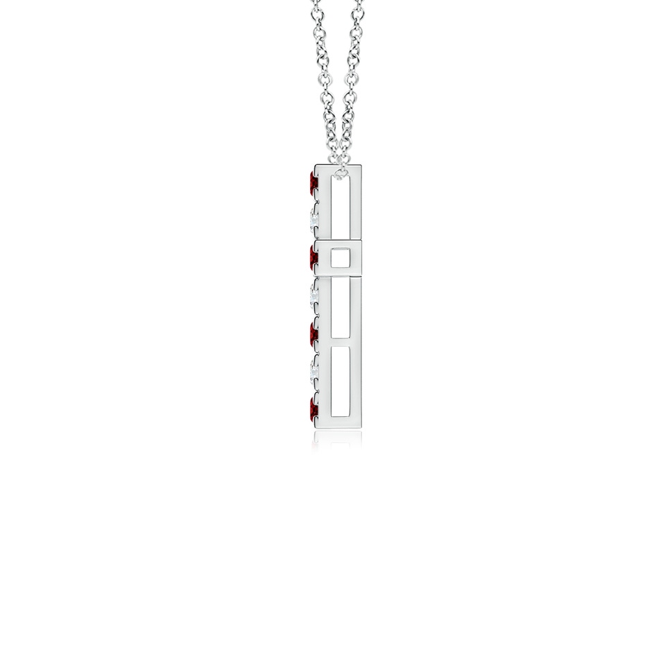 2mm AAAA Flat Prong-Set Ruby and Diamond Cross Pendant in P950 Platinum side 199