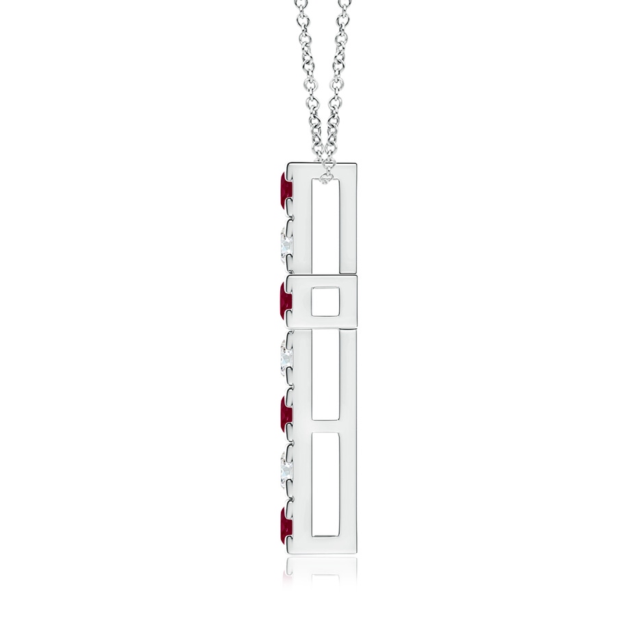 3mm A Flat Prong-Set Ruby and Diamond Cross Pendant in White Gold side 199