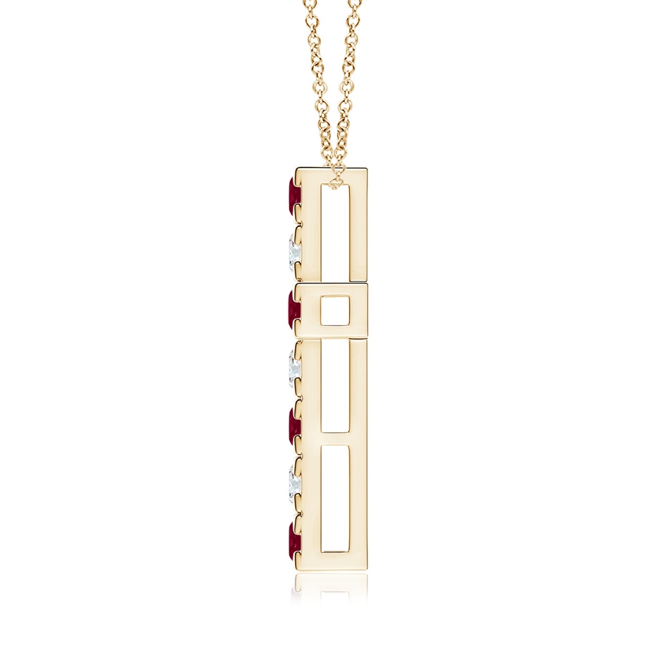 3mm A Flat Prong-Set Ruby and Diamond Cross Pendant in Yellow Gold side 199