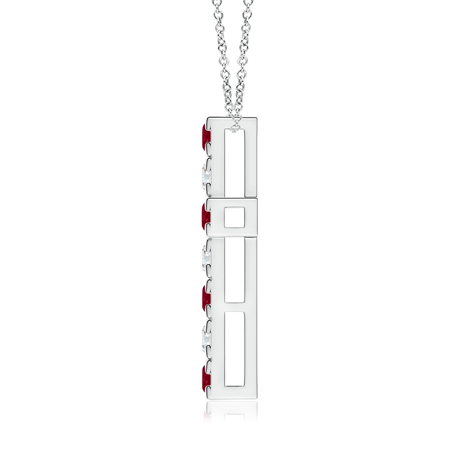 3mm AA Flat Prong-Set Ruby and Diamond Cross Pendant in White Gold side 199