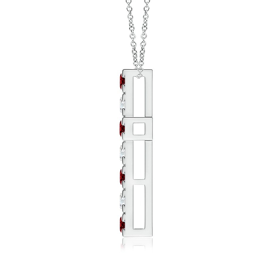 3mm AAAA Flat Prong-Set Ruby and Diamond Cross Pendant in P950 Platinum side 199