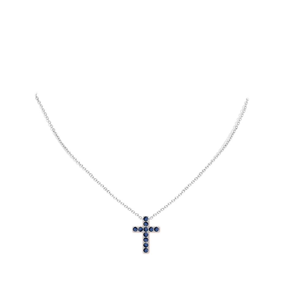 2.5mm AA Flat Prong-Set Blue Sapphire Cross Pendant in P950 Platinum pen