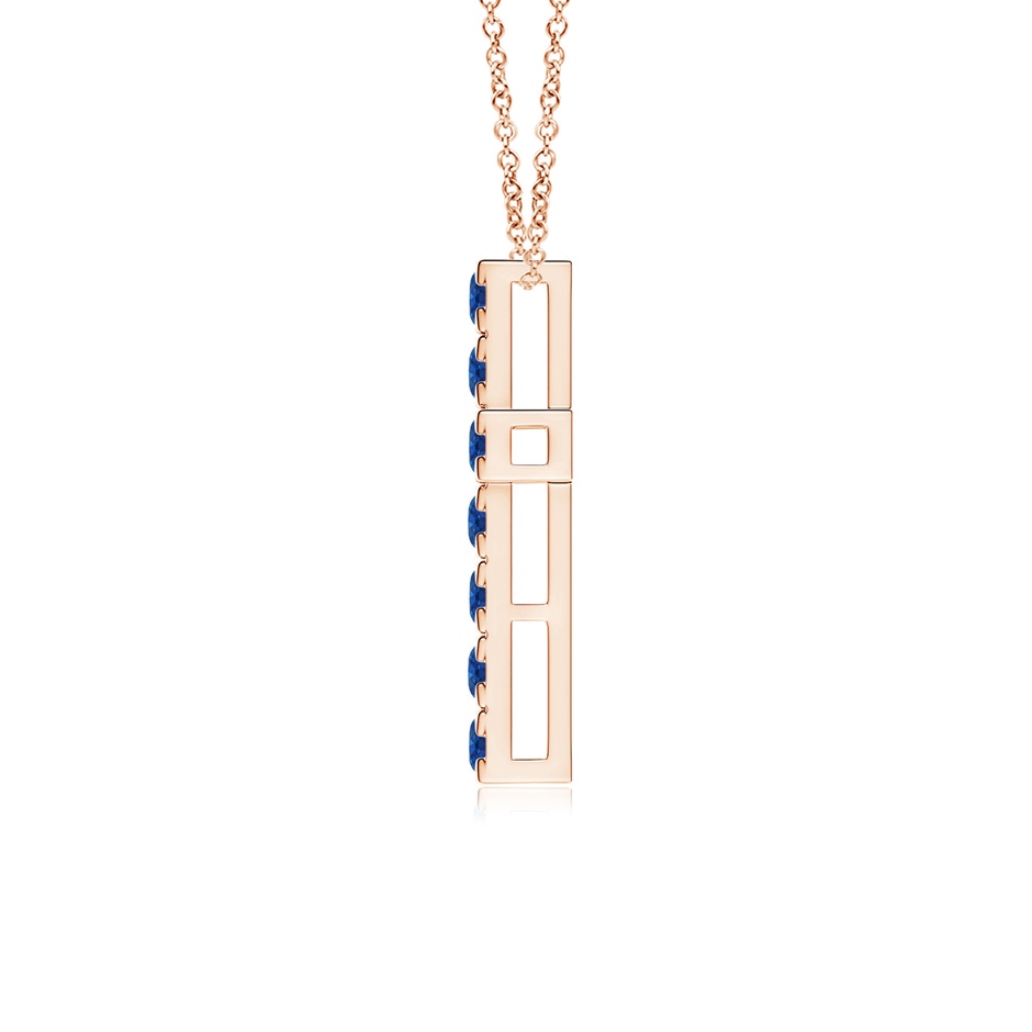 2.5mm AAA Flat Prong-Set Blue Sapphire Cross Pendant in Rose Gold side 199