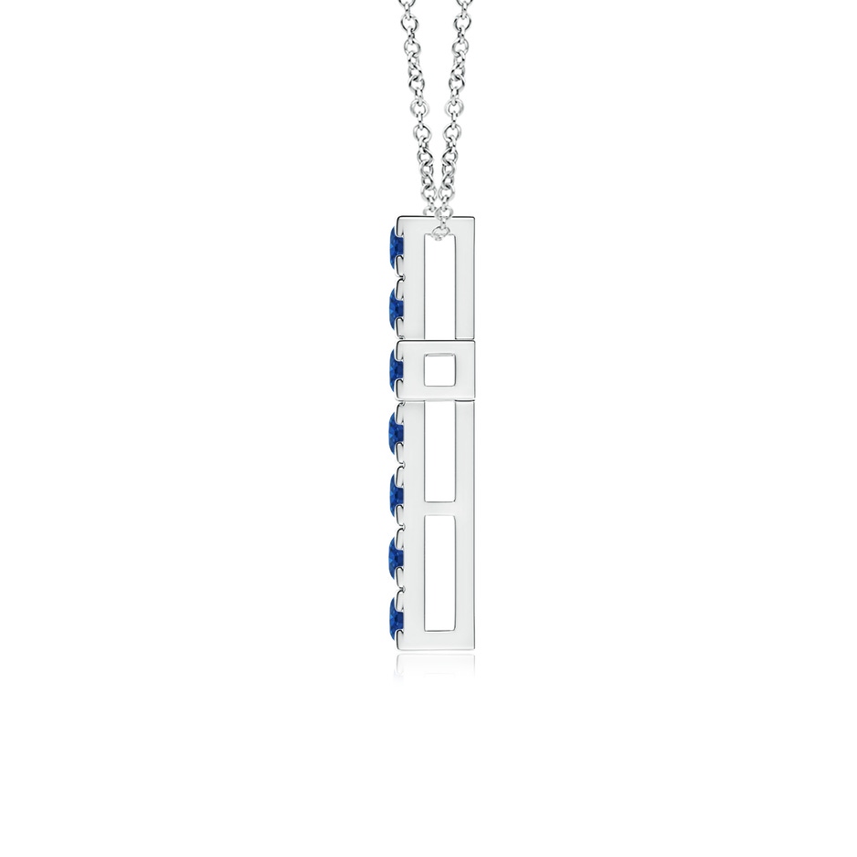 2.5mm AAA Flat Prong-Set Blue Sapphire Cross Pendant in White Gold side 199