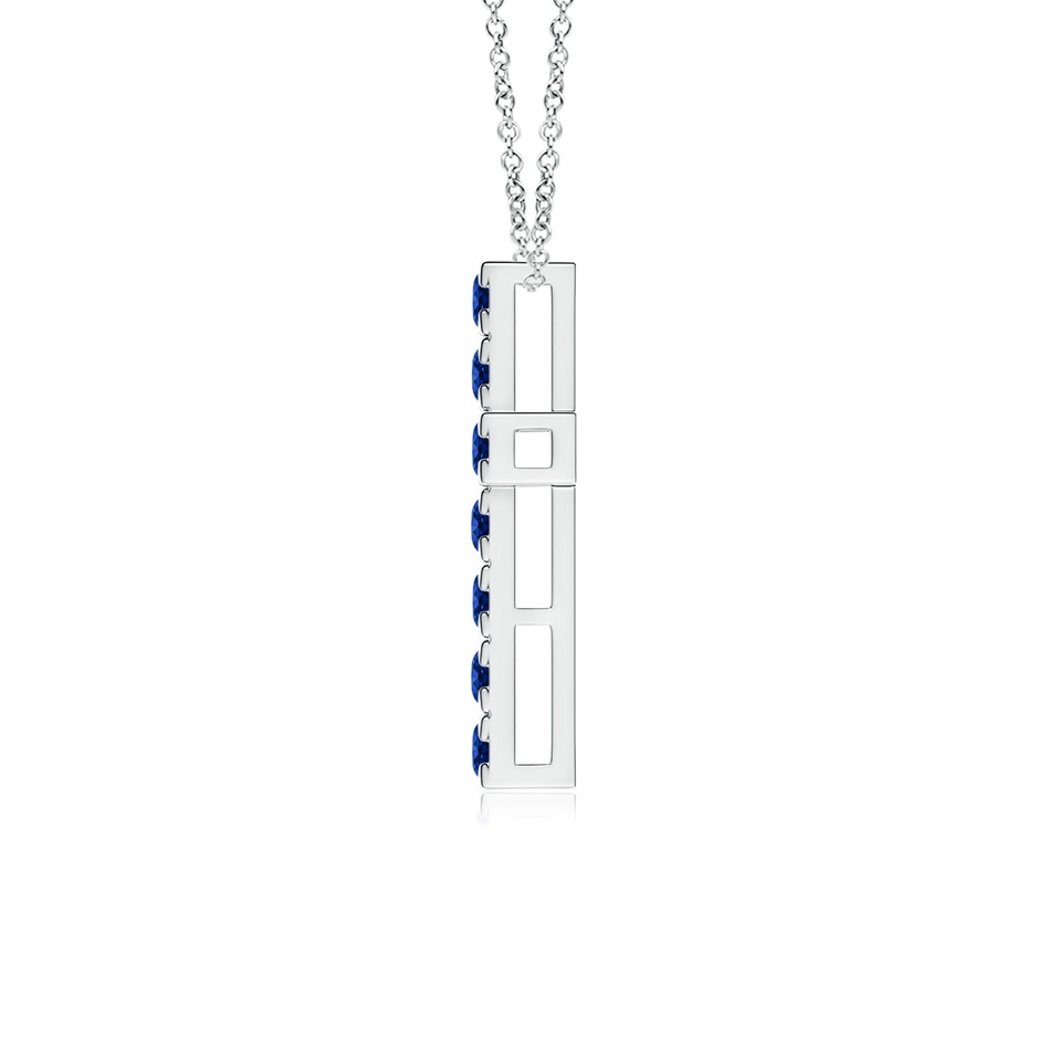 2.5mm AAAA Flat Prong-Set Blue Sapphire Cross Pendant in P950 Platinum side 199