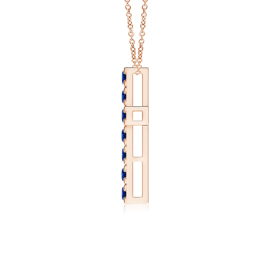 2.5mm AAAA Flat Prong-Set Blue Sapphire Cross Pendant in Rose Gold side 199