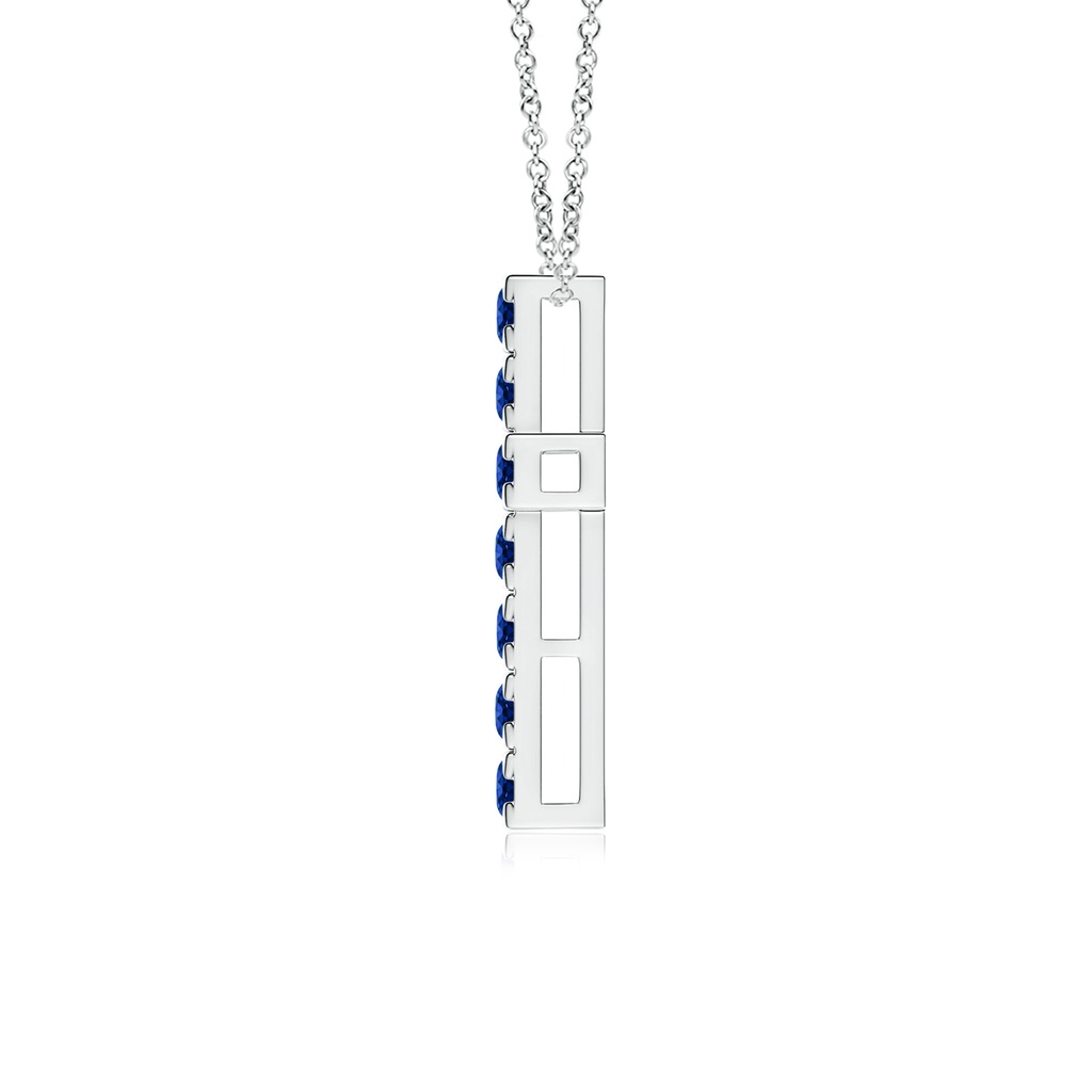 2.5mm AAAA Flat Prong-Set Blue Sapphire Cross Pendant in White Gold - side 199