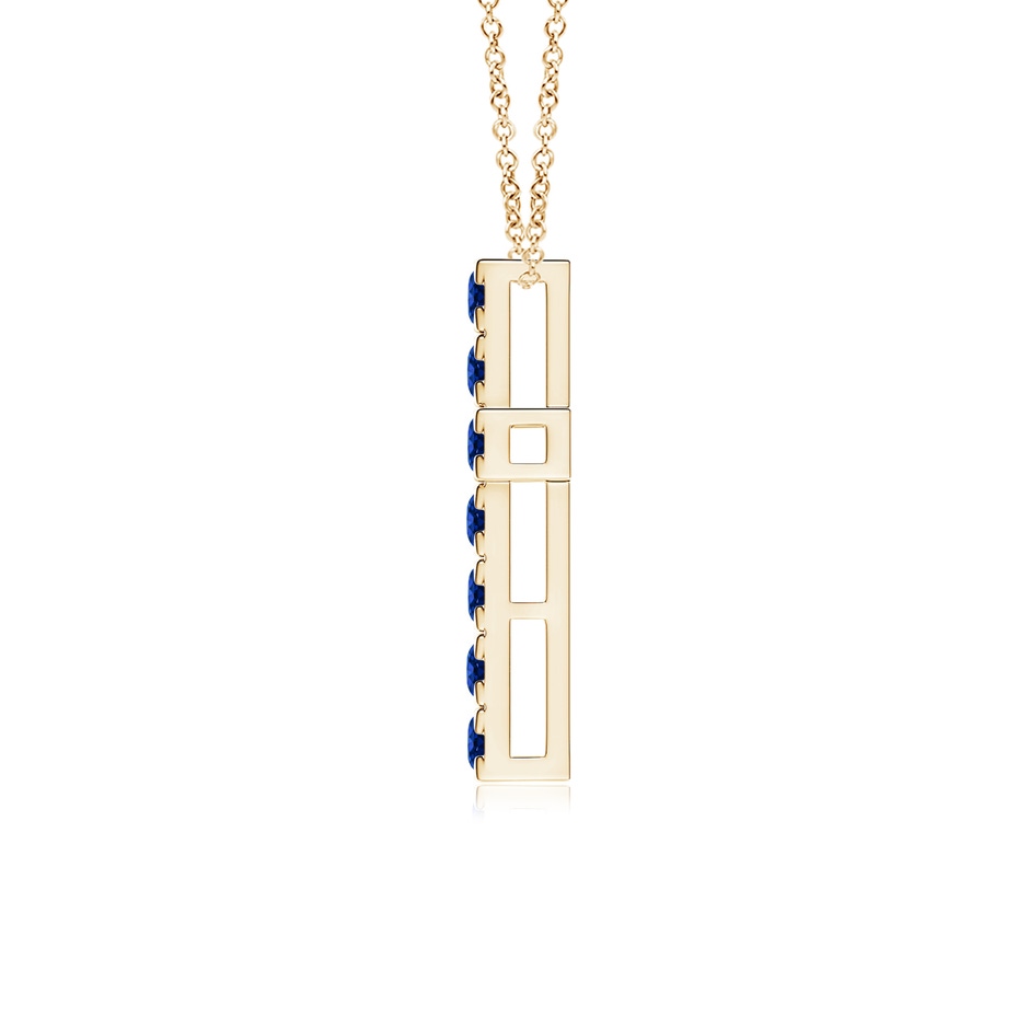 2.5mm AAAA Flat Prong-Set Blue Sapphire Cross Pendant in Yellow Gold side 199
