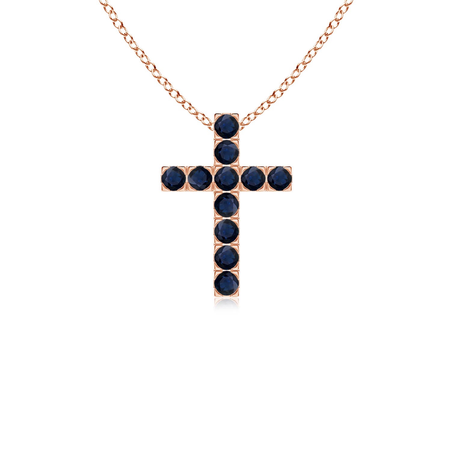 ANGARA 0.55 Ctw Flat Prong-Set Blue Sapphire Cross Pendant Necklace in 14K Gold
