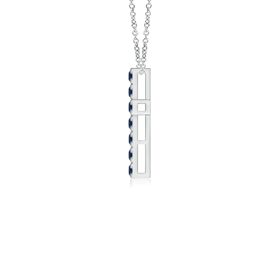 2mm AA Flat Prong-Set Blue Sapphire Cross Pendant in P950 Platinum side 199
