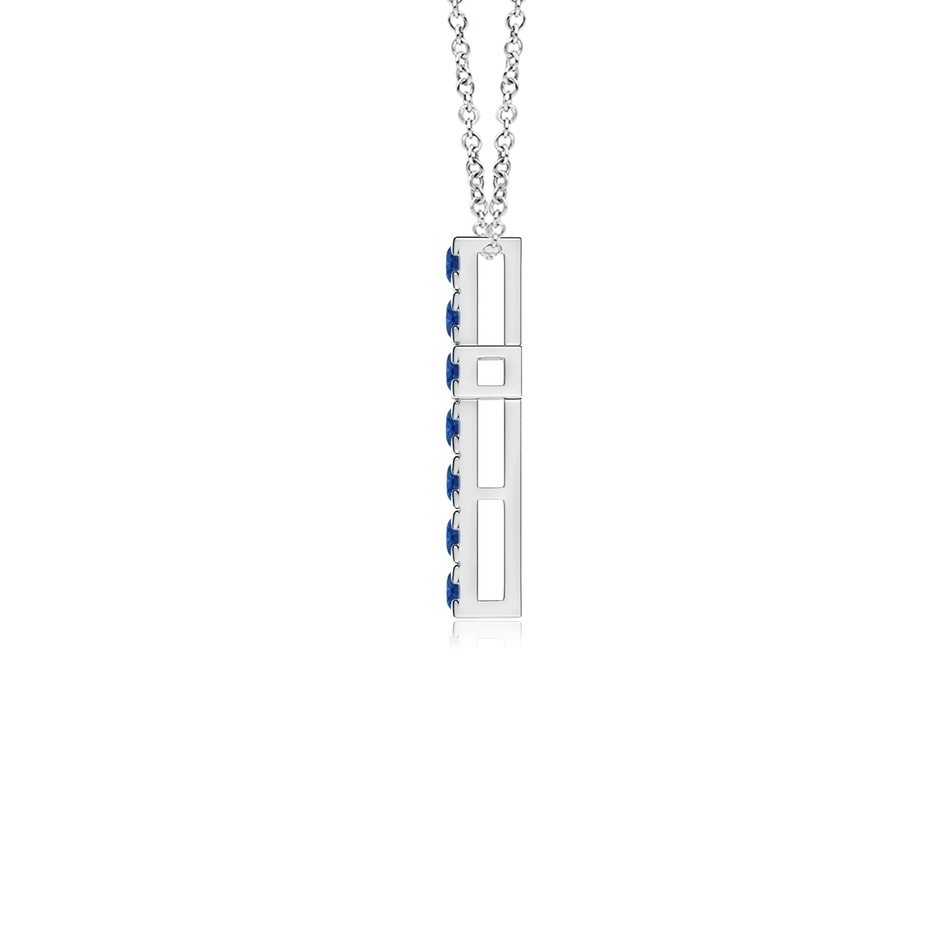 2mm AAA Flat Prong-Set Blue Sapphire Cross Pendant in P950 Platinum side 199