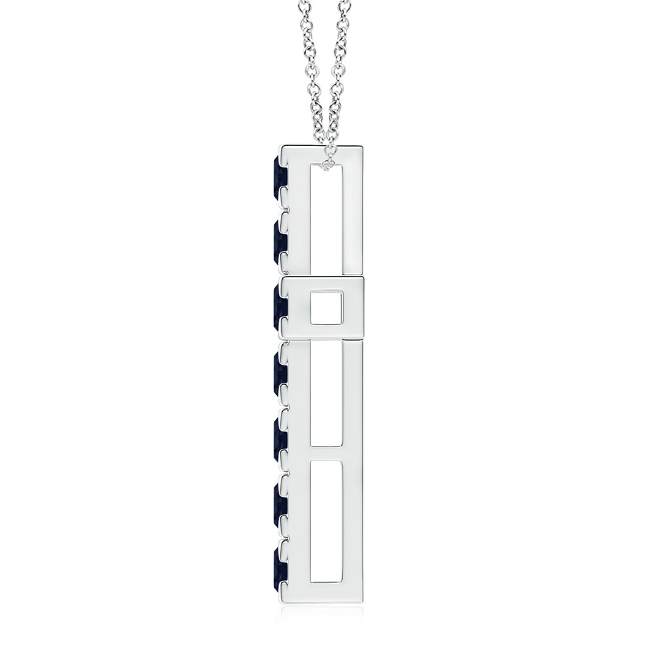 3.5mm A Flat Prong-Set Blue Sapphire Cross Pendant in White Gold side 199