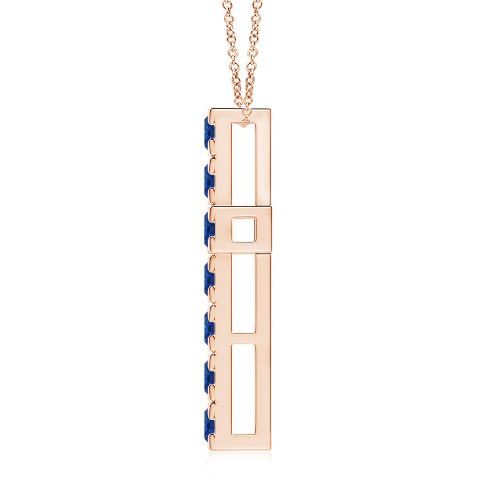 3.5mm AAA Flat Prong-Set Blue Sapphire Cross Pendant in Rose Gold side 199