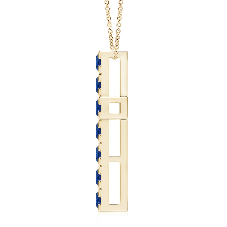 3.5mm AAA Flat Prong-Set Blue Sapphire Cross Pendant in Yellow Gold side 199