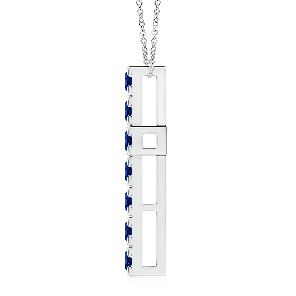 3.5mm Lab-Grown Flat Prong-Set Blue Sapphire Cross Pendant in White Gold - side 199