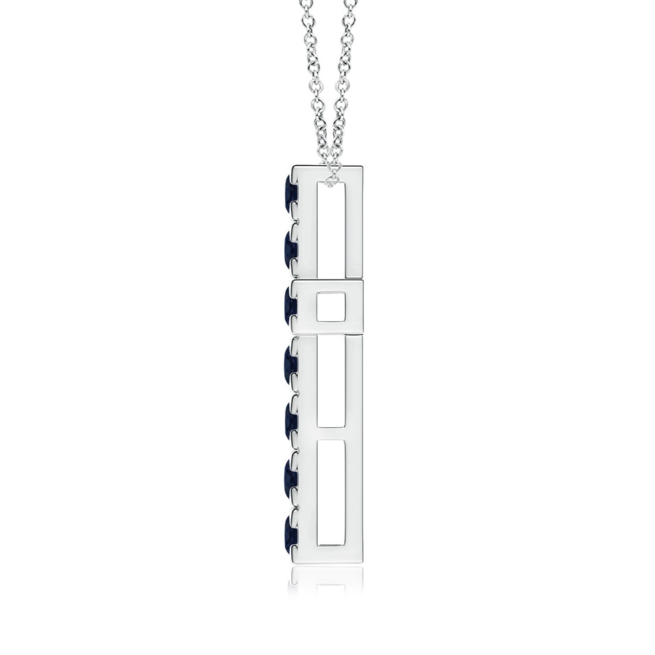 3mm A Flat Prong-Set Blue Sapphire Cross Pendant in P950 Platinum side 199