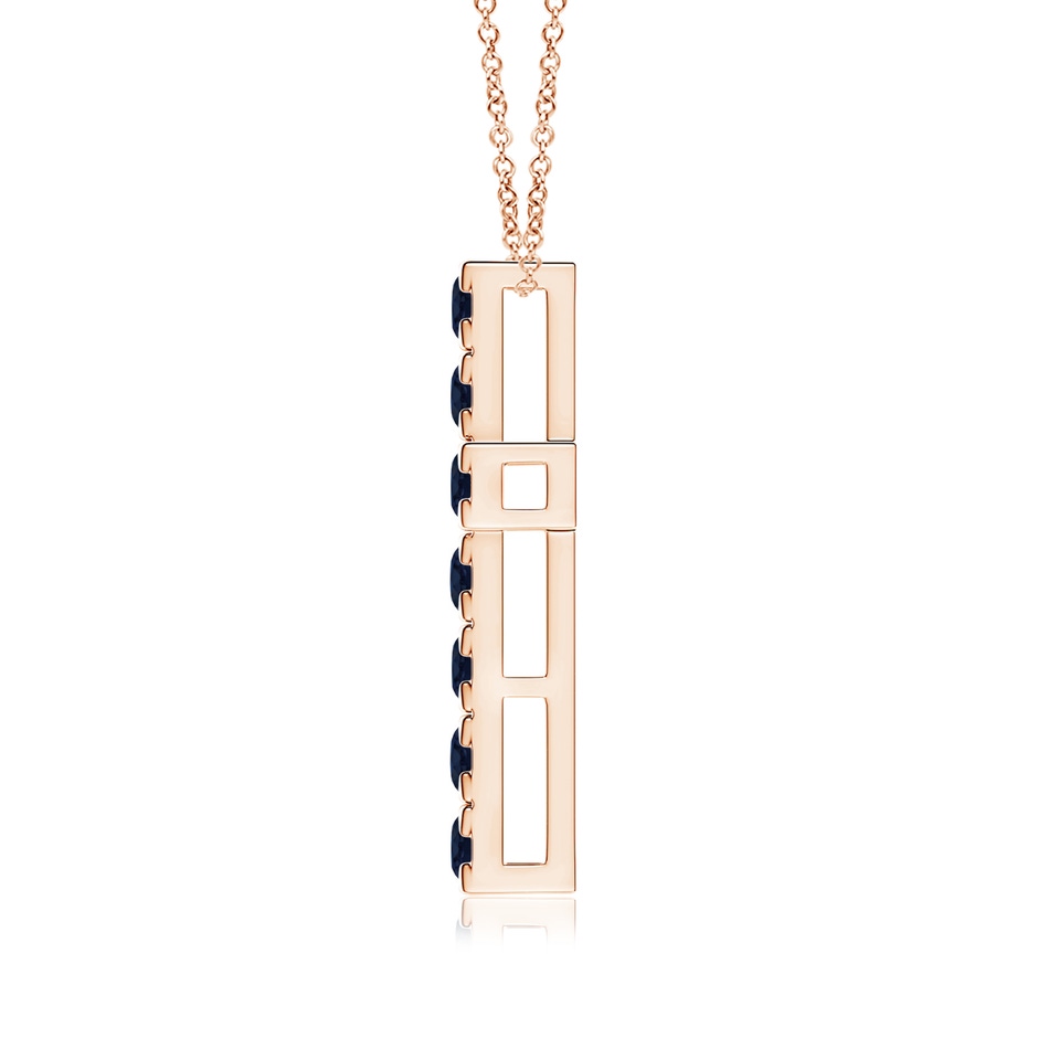 3mm A Flat Prong-Set Blue Sapphire Cross Pendant in Rose Gold side 199