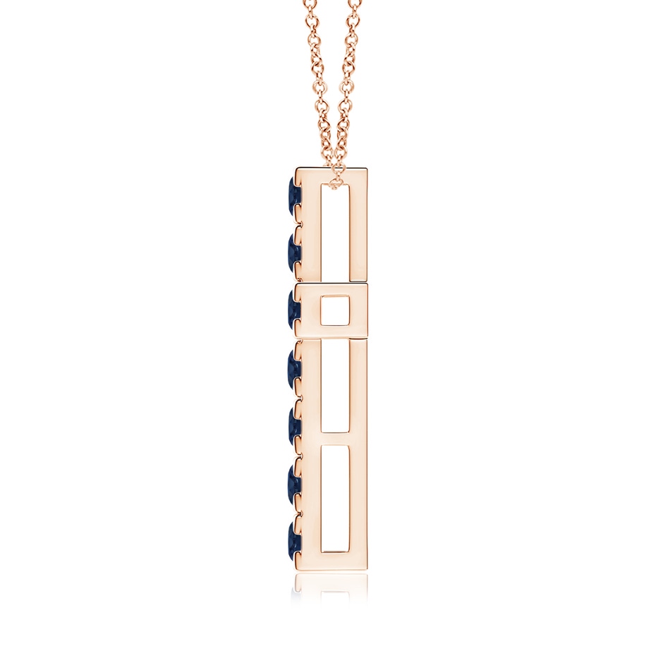 3mm AA Flat Prong-Set Blue Sapphire Cross Pendant in Rose Gold side 199