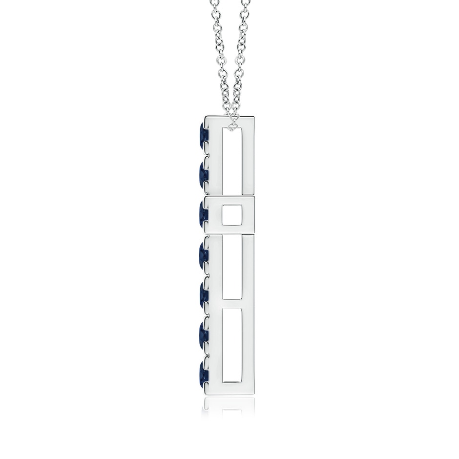 3mm AA Flat Prong-Set Blue Sapphire Cross Pendant in White Gold side 199