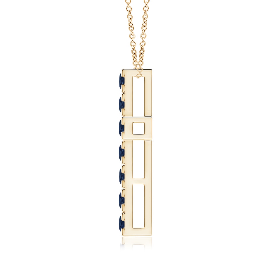 3mm AA Flat Prong-Set Blue Sapphire Cross Pendant in Yellow Gold side 199