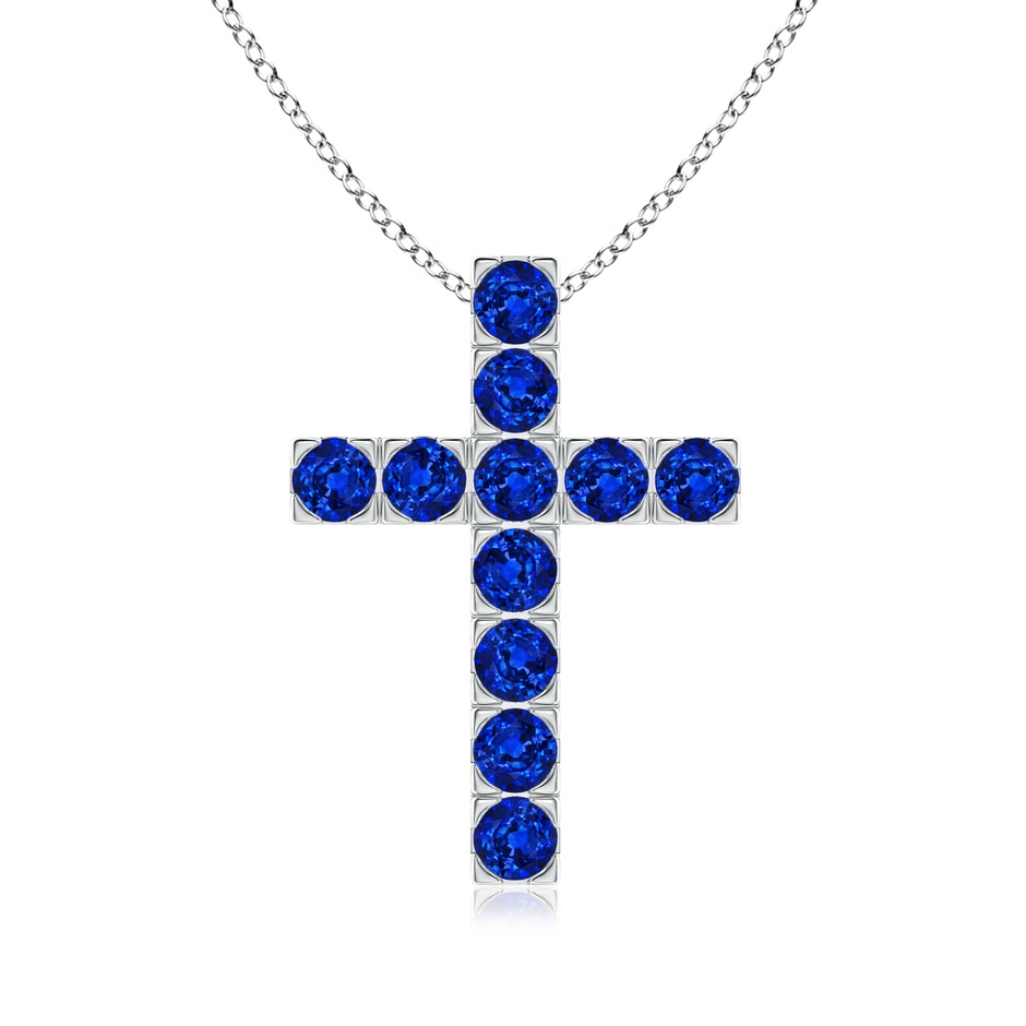 3mm AAAA Flat Prong-Set Blue Sapphire Cross Pendant in P950 Platinum 
