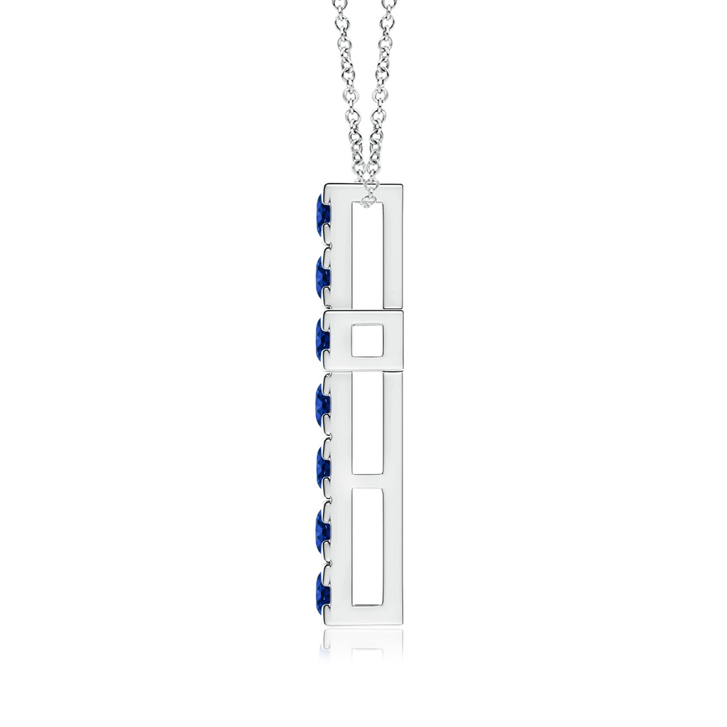 3mm Lab-Grown Flat Prong-Set Blue Sapphire Cross Pendant in White Gold - side 199