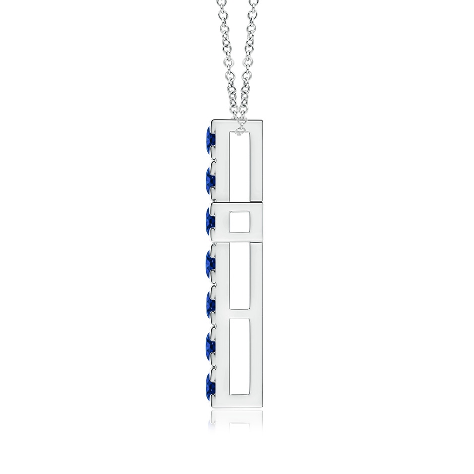 3mm Lab-Grown Flat Prong-Set Blue Sapphire Cross Pendant in White Gold side 199