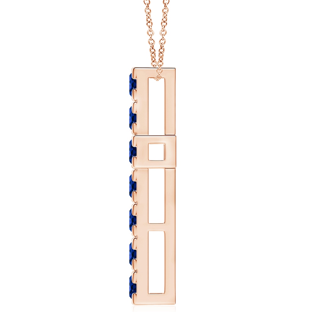 4mm Lab-Grown Flat Prong-Set Blue Sapphire Cross Pendant in 9K Rose Gold - side 199