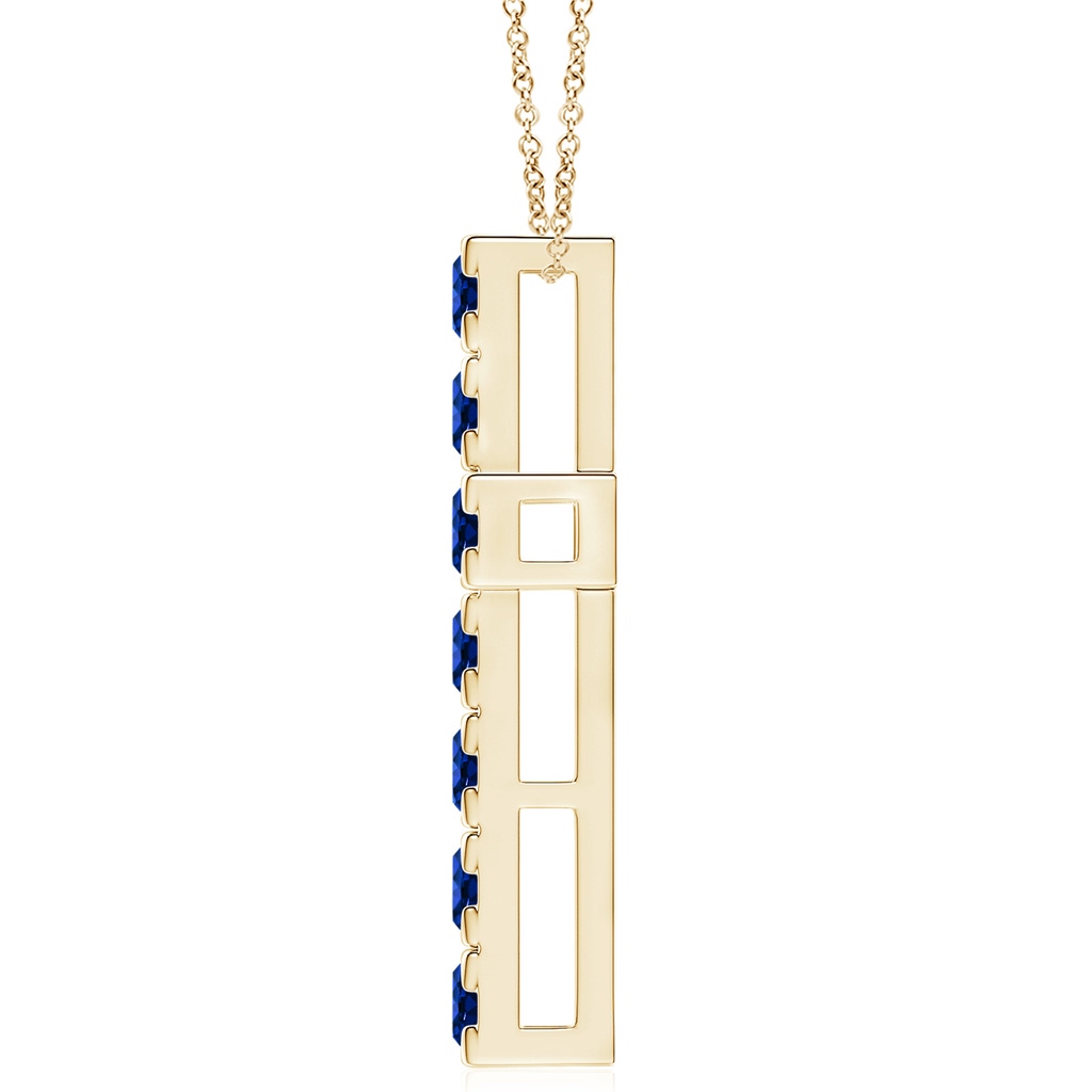 4mm Lab-Grown Flat Prong-Set Blue Sapphire Cross Pendant in 9K Yellow Gold - side 199