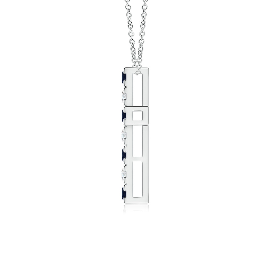 2.5mm A Flat Prong-Set Blue Sapphire and Diamond Cross Pendant in P950 Platinum product image