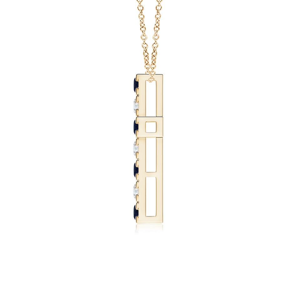 2.5mm A Flat Prong-Set Blue Sapphire and Diamond Cross Pendant in Yellow Gold product image