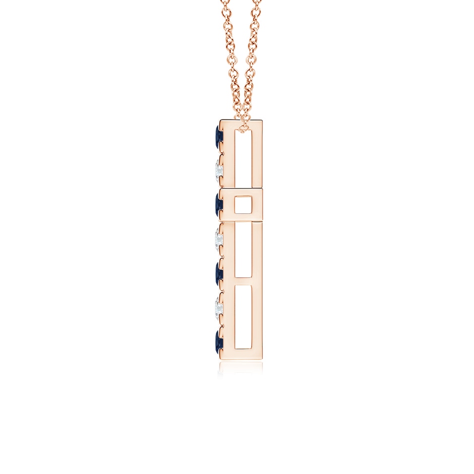 2.5mm AA Flat Prong-Set Blue Sapphire and Diamond Cross Pendant in Rose Gold product image
