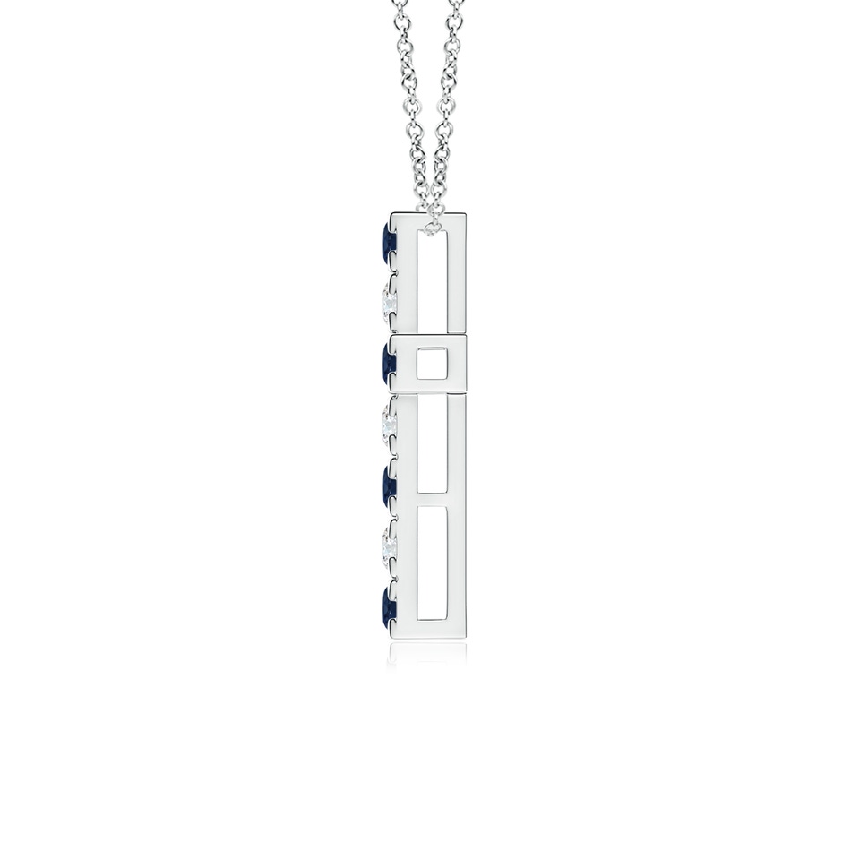 2.5mm AA Flat Prong-Set Blue Sapphire and Diamond Cross Pendant in White Gold product image