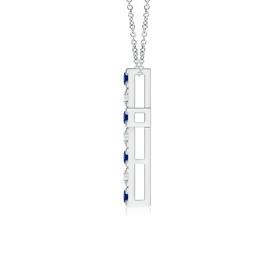 2.5mm Lab-Grown Flat Prong-Set Blue Sapphire and Diamond Cross Pendant in White Gold product image