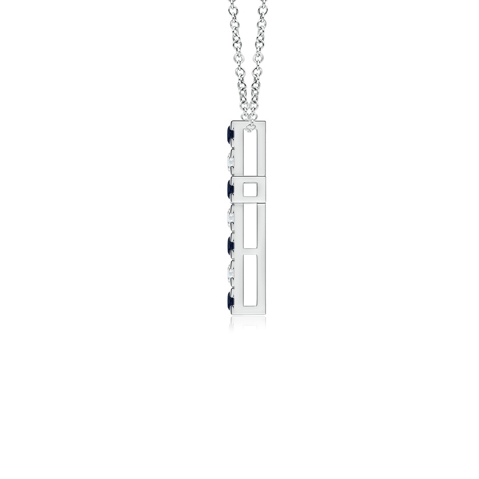 2mm A Flat Prong-Set Blue Sapphire and Diamond Cross Pendant in White Gold product image