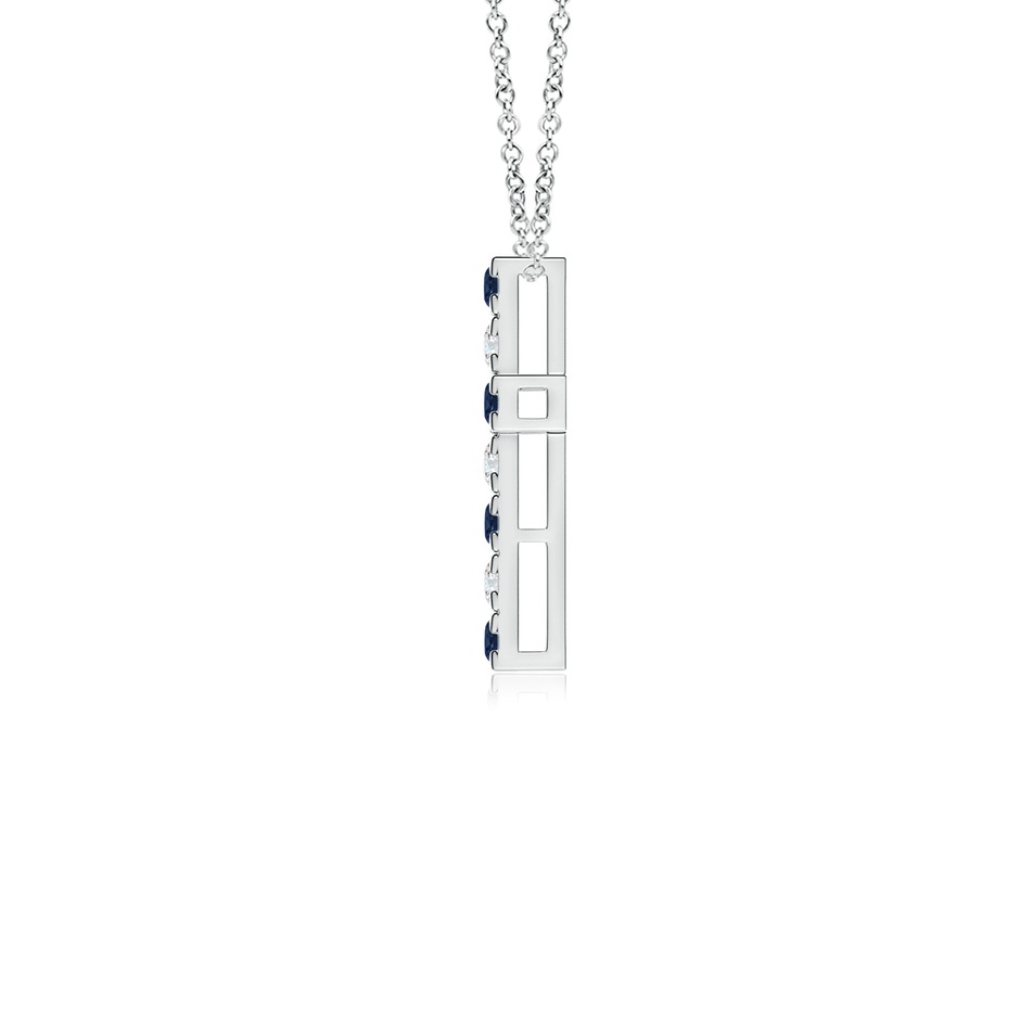 2mm AA Flat Prong-Set Blue Sapphire and Diamond Cross Pendant in P950 Platinum product image