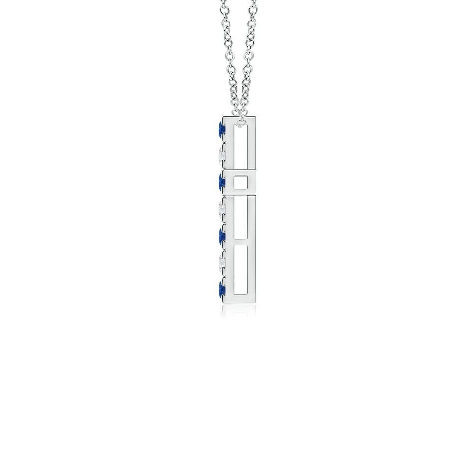 2mm AAA Flat Prong-Set Blue Sapphire and Diamond Cross Pendant in P950 Platinum product image