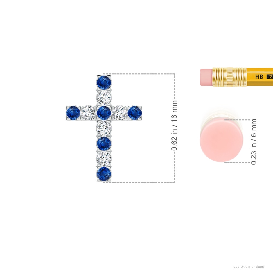 2mm AAA Flat Prong-Set Blue Sapphire and Diamond Cross Pendant in P950 Platinum product image