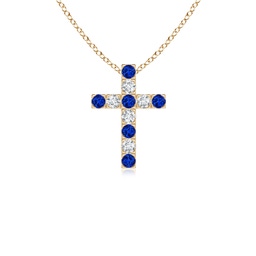 Cross Yellow Gold Lab Grown Blue Sapphire Necklaces & Pendants