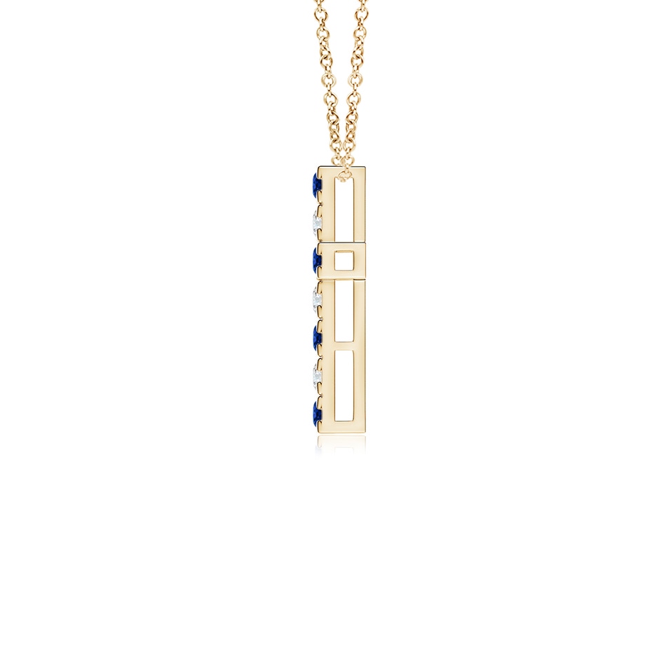 2mm Lab-Grown Flat Prong-Set Blue Sapphire and Diamond Cross Pendant in Yellow Gold product image