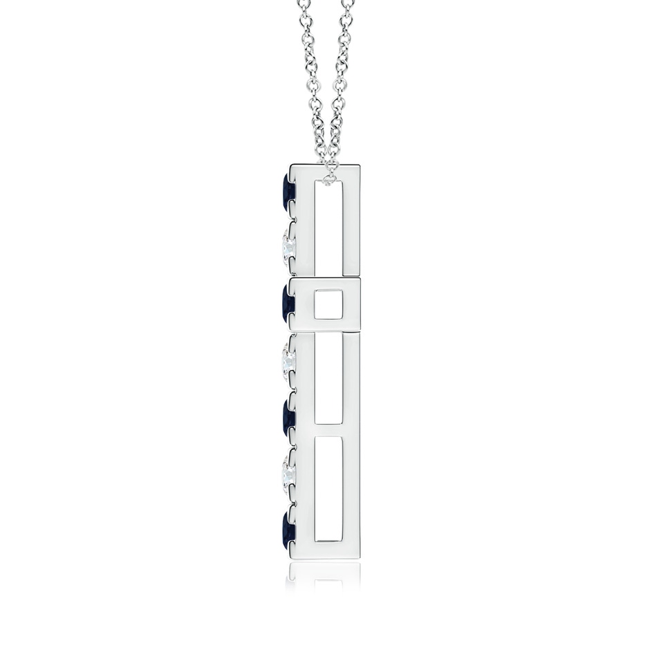 3mm A Flat Prong-Set Blue Sapphire and Diamond Cross Pendant in White Gold product image