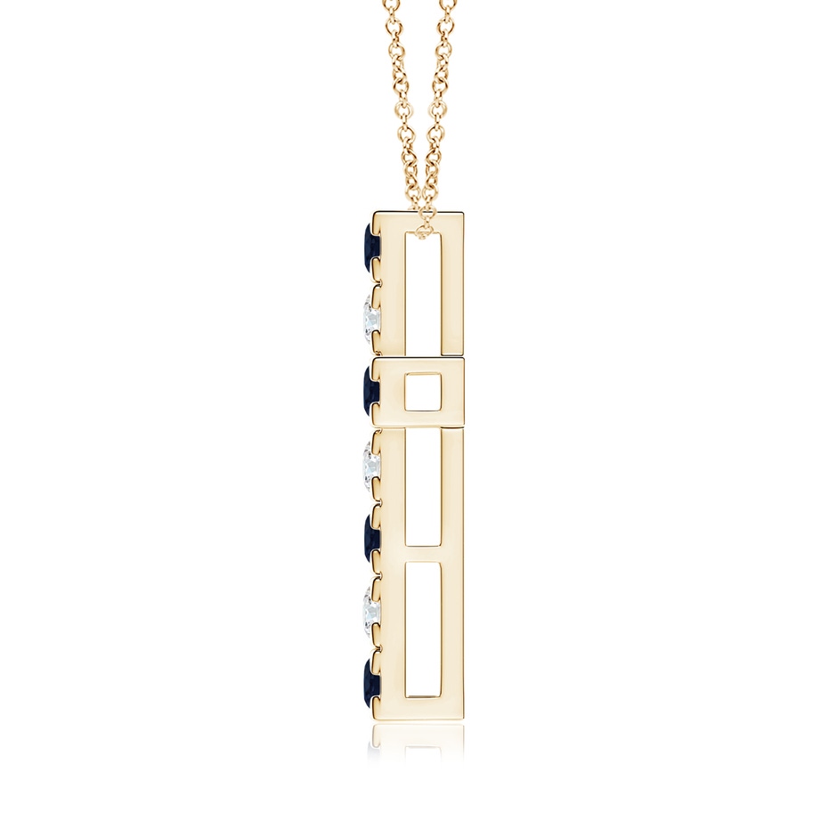3mm A Flat Prong-Set Blue Sapphire and Diamond Cross Pendant in Yellow Gold product image