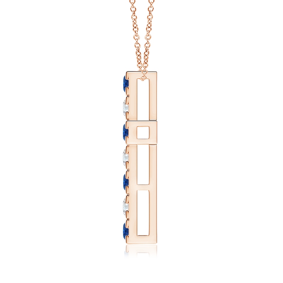 3mm AAA Flat Prong-Set Blue Sapphire and Diamond Cross Pendant in Rose Gold product image