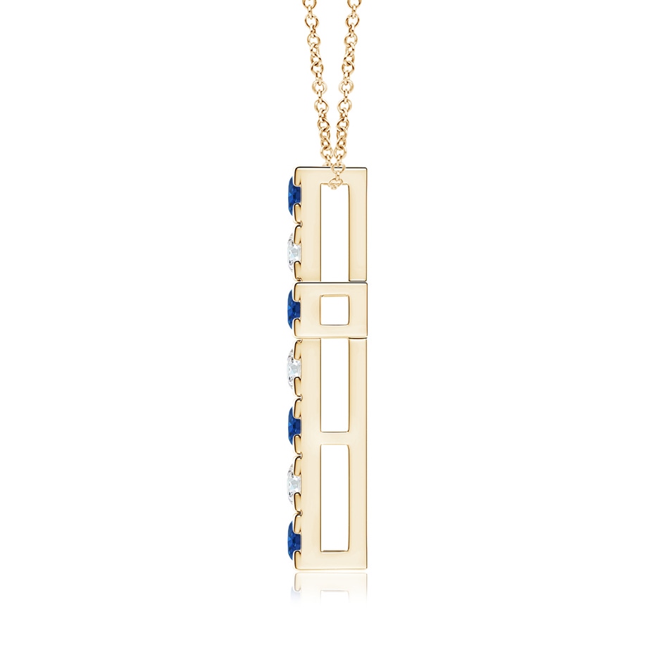 3mm AAA Flat Prong-Set Blue Sapphire and Diamond Cross Pendant in Yellow Gold product image