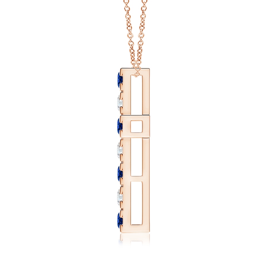 3mm AAAA Flat Prong-Set Blue Sapphire and Diamond Cross Pendant in Rose Gold product image
